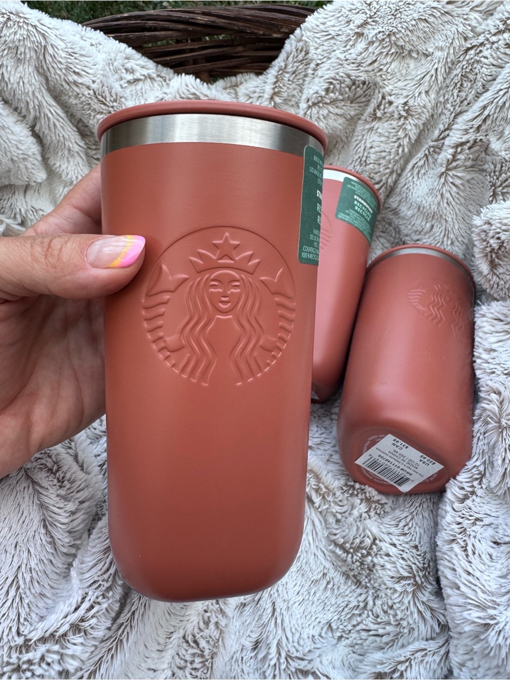 Set of 3 Starbucks Embossed Logo Stainless Tumbler - Terracotta 12 oz.